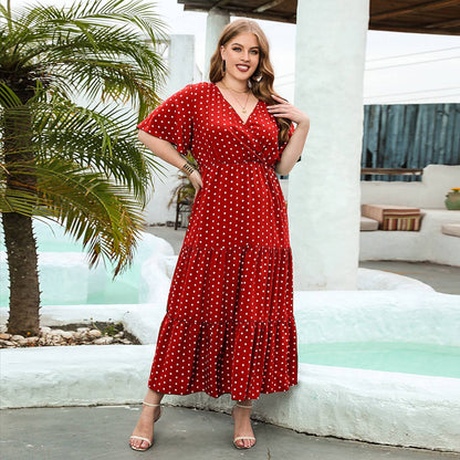 Robe vacances grande taille décontractée à pois pour femme - VoltÉlan